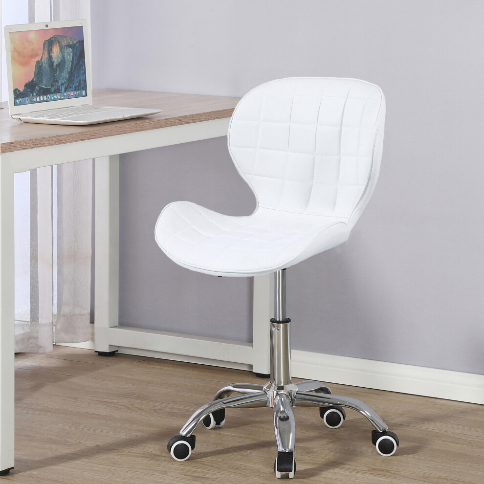 (White) Charles Jacobs Adjustable Swivel Chair | Office Chair With Chrome Wheels