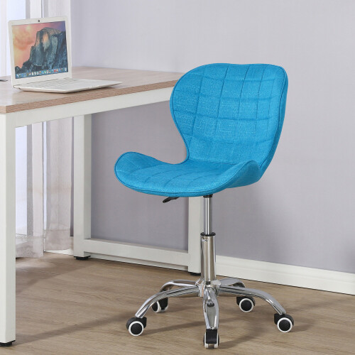 (Sky Blue Fabric) Charles Jacobs Adjustable Swivel Chair Office Chair With Chrome Wheels on OnBuy