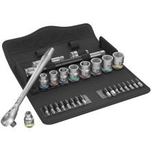 Wera 05004050001 8100 SB 10 Zyklop Metal Ratchet Set with push-through square, 3/8" drive, imperial, 29 pieces