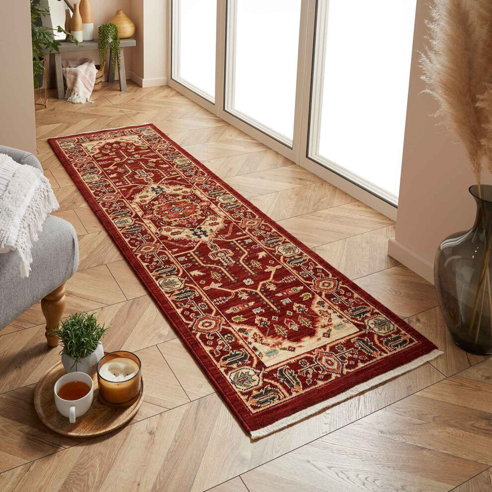 (Red / Cream, 68x235cm Runner) Luxury Wool Traditional Rug Carpet Vintage Oriental Rugs Runner Small XL Large Oriental Weavers Nomad