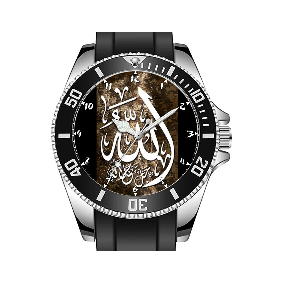 Islamic Calligraphic Art Allah In Arabic  Sporty Unique Stylish Wrist Watch