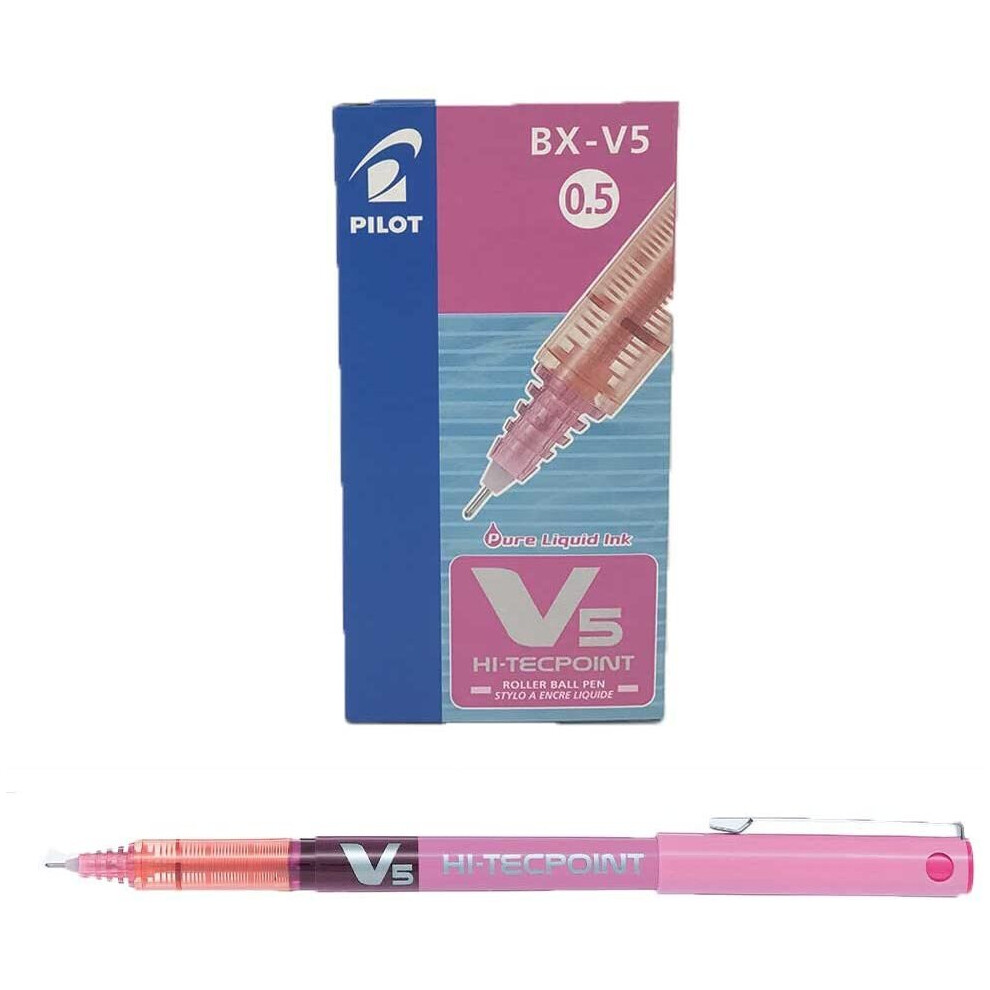 Pilot V5 Liquid Ink Rollerball 0.5 Mm Tip (Box Of 12) - Pink
