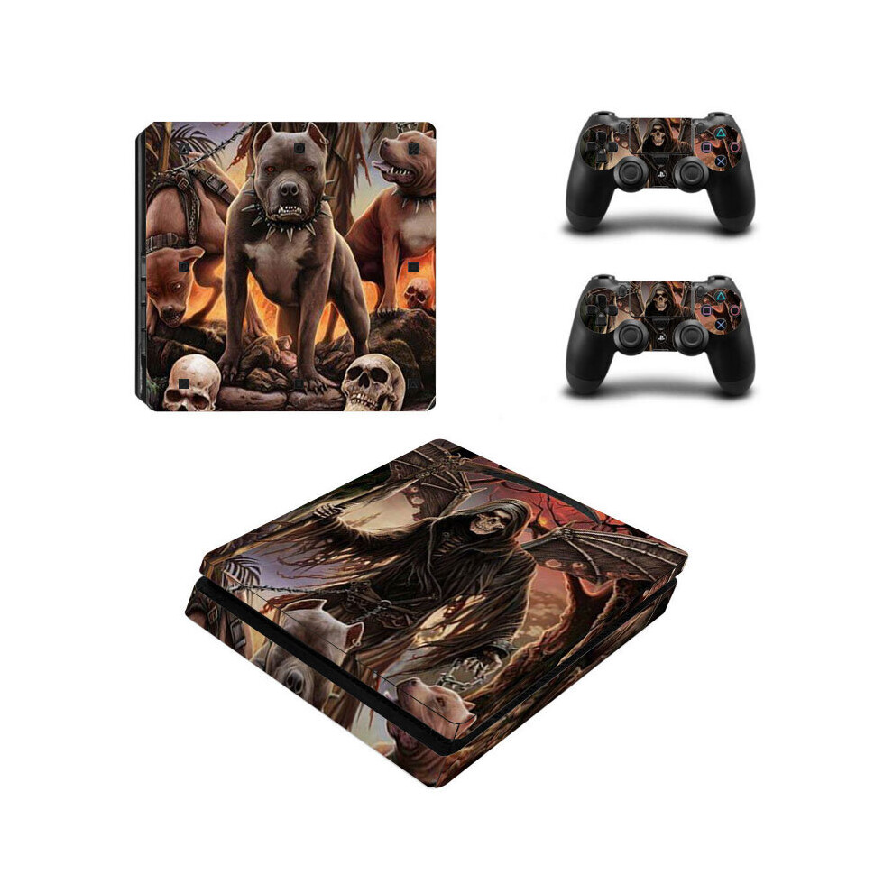 (Three Pitbulls) Ps4 Slim Pvc Stickers For Console + 2 Controllers 5060525359736