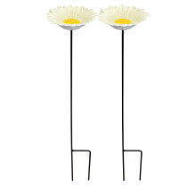 Cast Iron Wild Bird Daisy Flower Dish Bird Feeder (Set of 2)
