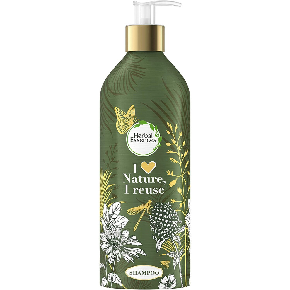 Herbal Essence Shampoo with Moroccan Argan Oil, Refillable Aluminium Bottle, Pump Dispenser, Hair Care Argan Oil, Hair Care Shine, Hair Care Dry Hair,