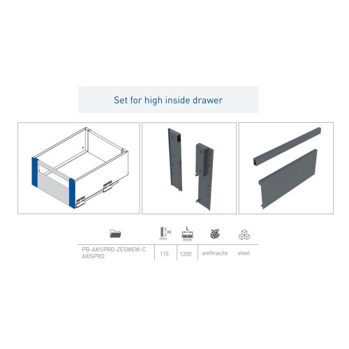 GTV (H167) AXIS PRO INNER drawer system-anthracite-length 500 2