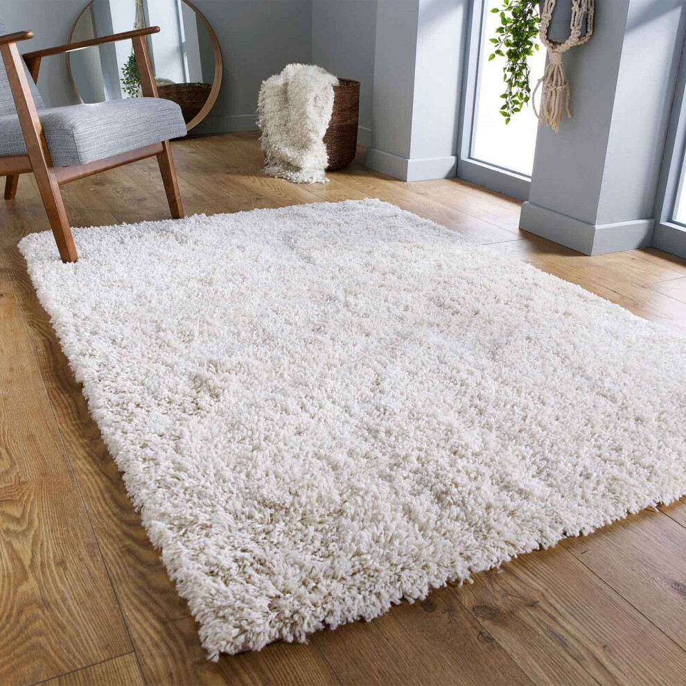 (Cream, 120 x 170 cm) Fluffy Plain SHAGGY Rugs Thick 5cm Shag Pile Small Big XL Large Living Room Rug Bedroom Carpet Mat