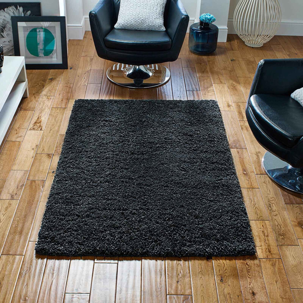 (Charcoal, 160 x 230 cm) Fluffy Plain SHAGGY Rugs Thick 5cm Shag Pile Small Big XL Large Living Room Rug Bedroom Carpet Mat