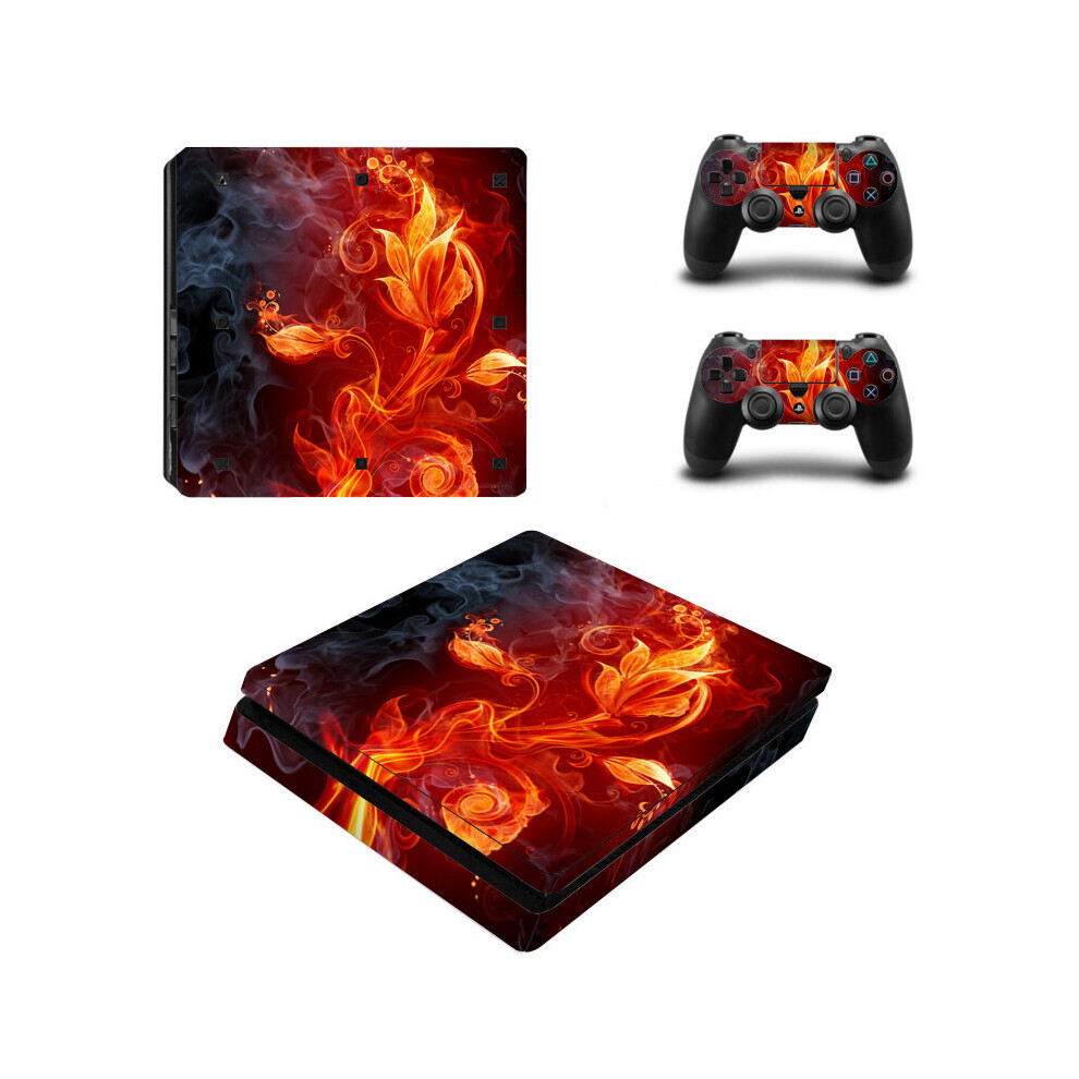 (Flowerflame) Ps4 Slim Pvc Stickers For Console + 2 Controllers 5056543415493