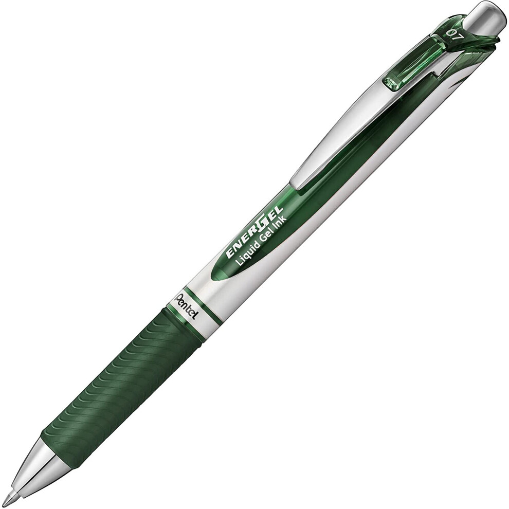 Pentel BL77-D3X EnerGel Retractable Gel Rollerball Pen 0.7mm Ball Diameter = 0.35mm Line Width Refillable Pack of 12 Forest Green