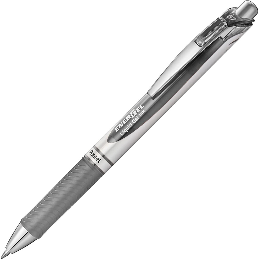 Pentel Bl77-Nx Energel Retractable Gel Rollerball Pen 0.7Mm Ball Diameter = 0.35Mm Line Width Refillable Pack Of 12 Grey