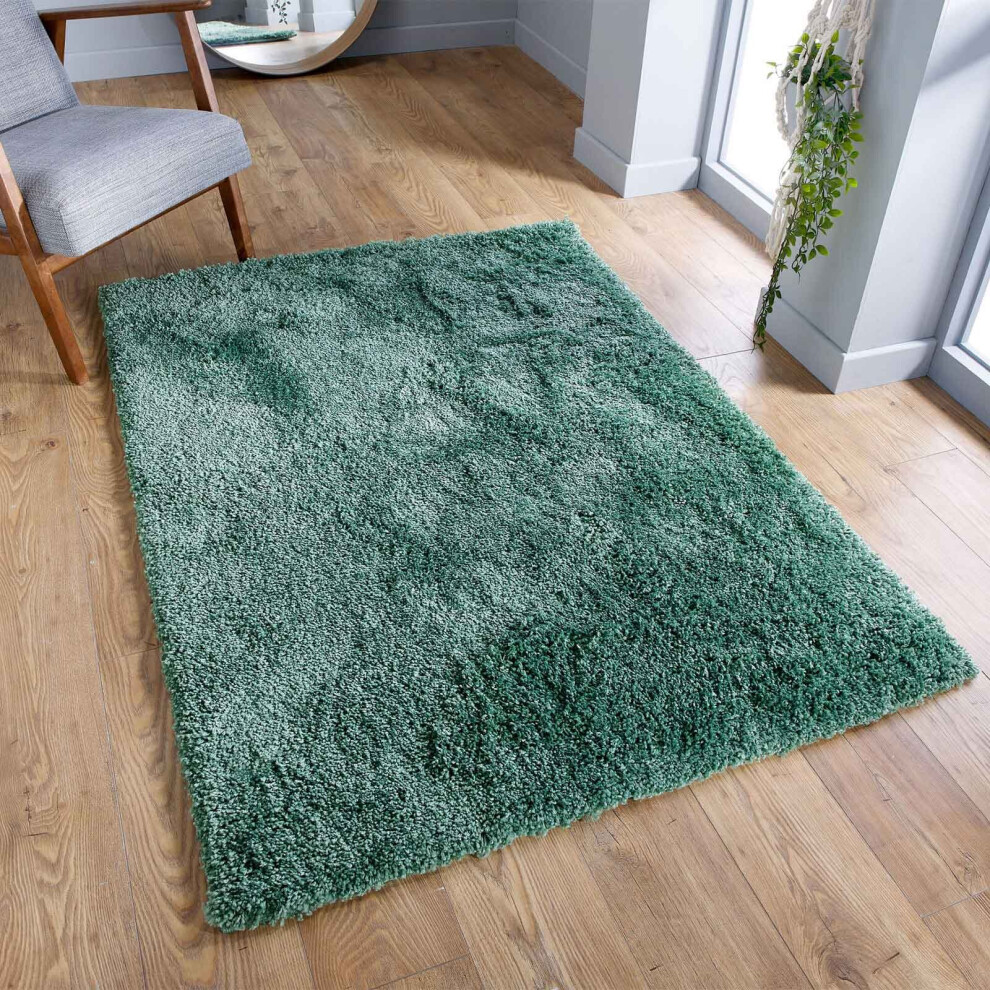 (Sage Green, 200 x 285 cm) Fluffy Plain SHAGGY Rugs Thick 5cm Shag Pile Small Big XL Large Living Room Rug Bedroom Carpet Mat