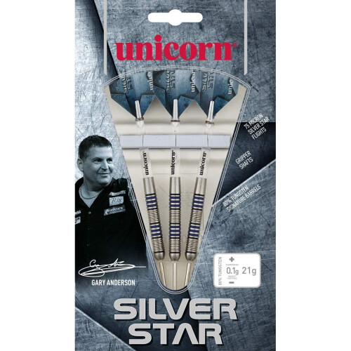 Unicorn Unicorn Gary Anderson Silver Star Steel Tip Dart Set 2