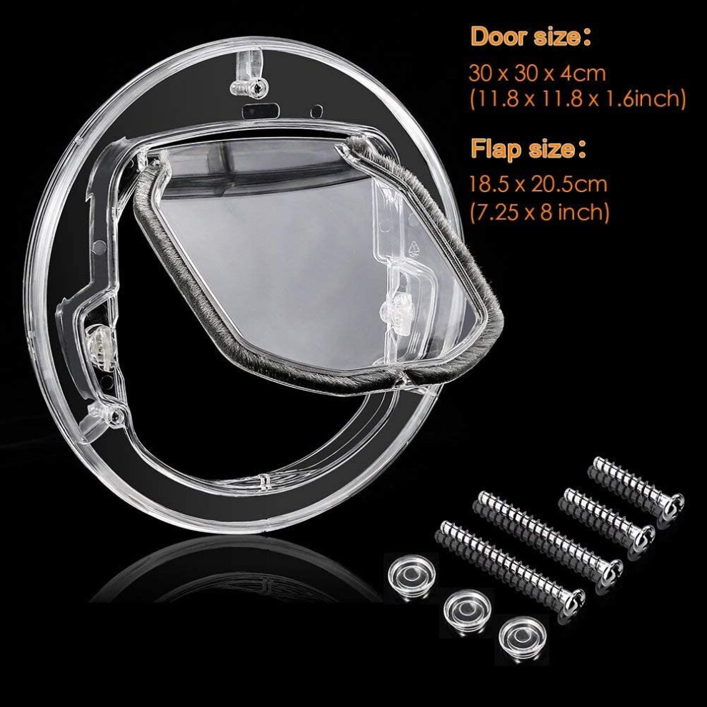 GLOGLOW Pet Door Dog Window Gate Round Clear Flap Door with 4 Ways Lock & Liner Kit for Cat Puppy Doggie Best Fits for Screen Window, Sliding Glass