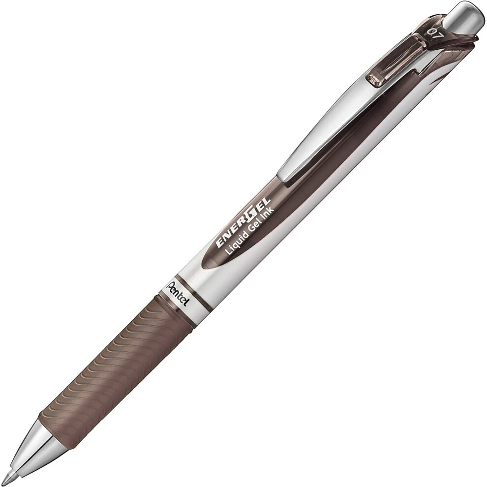 Pentel BL77-SPX EnerGel Retractable Gel Rollerball Pen 0.7mm Ball Diameter = 0.35mm Line Width Refillable Pack of 12 Sepia