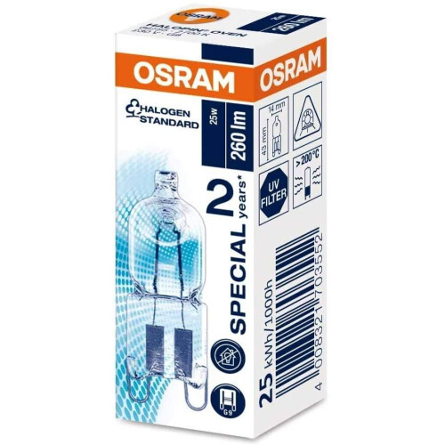 OSRAM Osram Oven Halogen Capsule Bulb, G9, 25 W 2