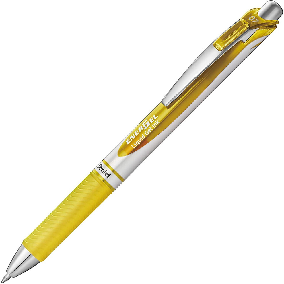 Pentel BL77-GX EnerGel Retractable Gel Rollerball Pen 0.7mm Ball Diameter = 0.35mm Line Width Refillable Ref BL77-GX [Pack 12] Yellow