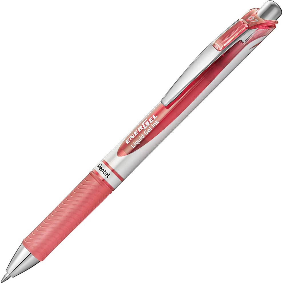 Pentel BL77-P3X EnerGel Retractable Gel Rollerball Pen - 0.7mm Ball Diameter = 0.35mm Line Width - Refillable - Pack of 12 - Coral