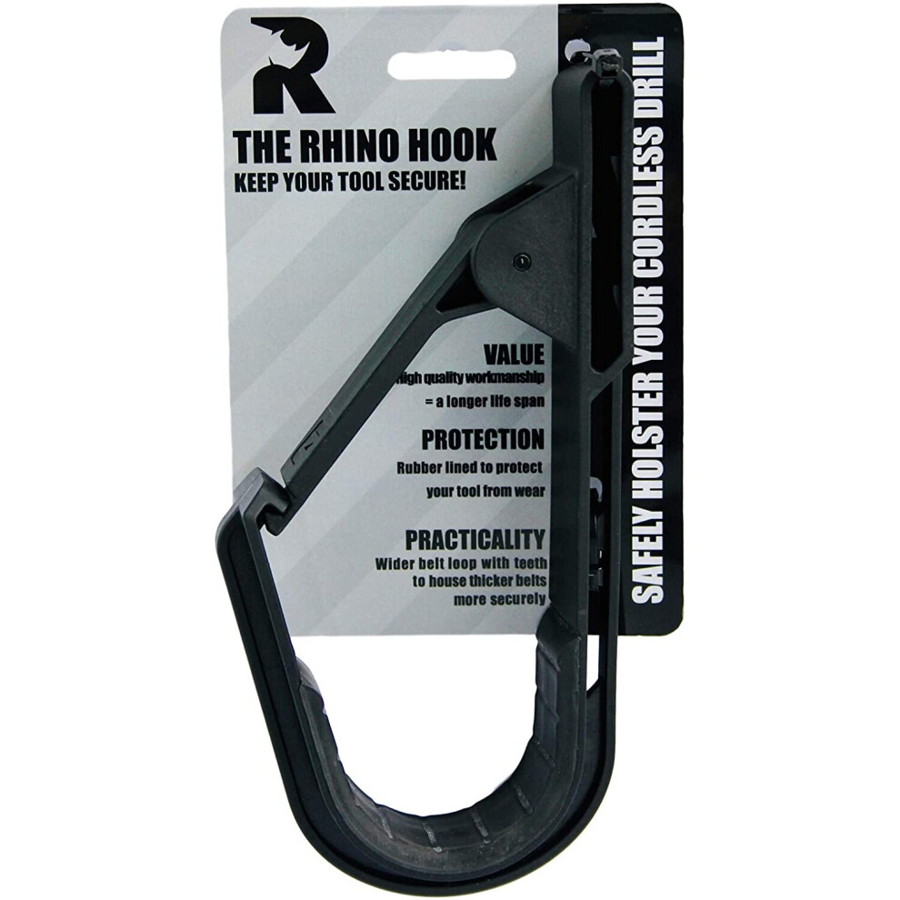 The Rhino Hook ™ Universal Tool Belt and Cordless Drill/Impact Wrench Holder – Holster Alternative to Pouch by Rhino