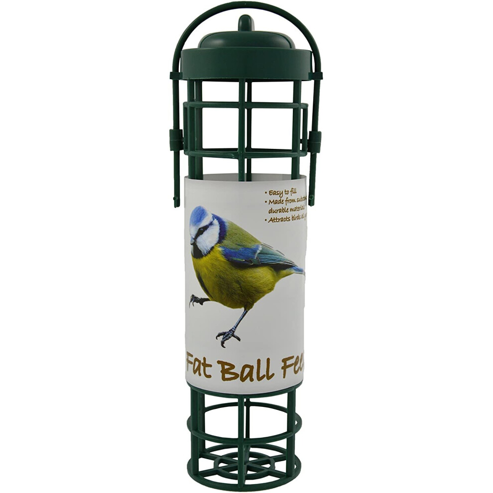 Jem Plastic Fat Ball Wild Bird Feeder, 8X7x25 Cm Green