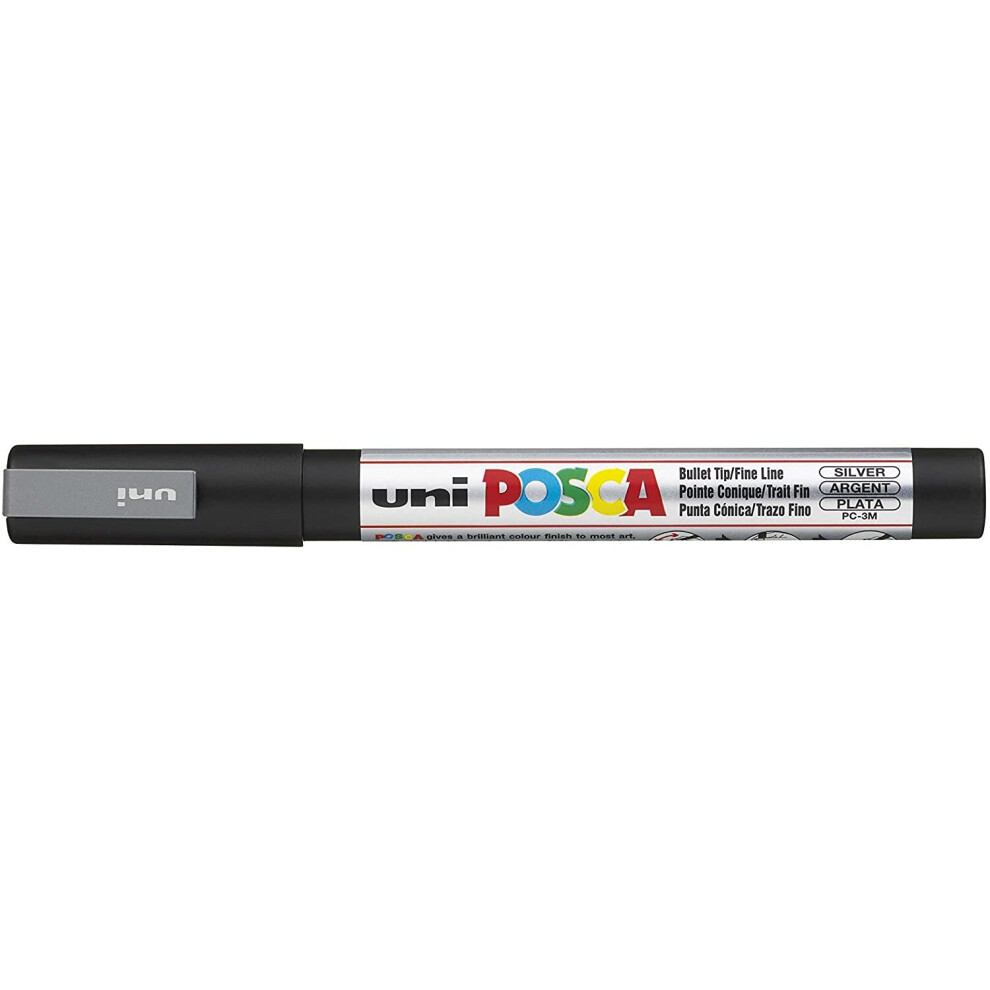 uni-ball Posca PC-3M Fine Bullet Tip Marker - Silver, Pack of 12