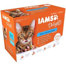 IAMS Delights Wet Food Sea Collection for Adult Cats with Fish in Jelly, 12 x 85 g