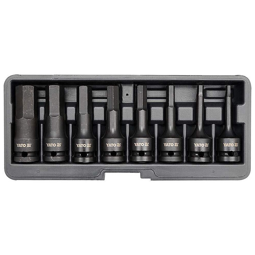 Yato Yt-1066Â ÂÂ 8Pcs Tube Set Hex Bit Impact 1/2Â " 5906083910661