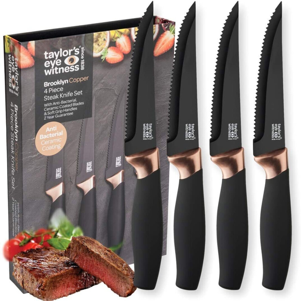 Taylors Eye Witness Brooklyn 4pc Steak Knife Set - Copper Bolster