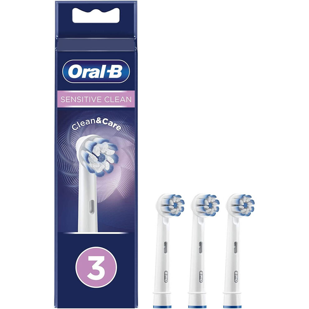 Braun Oral-B Sensitive Clean Toothbrush Heads - 3 Pack (50G) With Change Indicator And Whitening Polishing Cup
