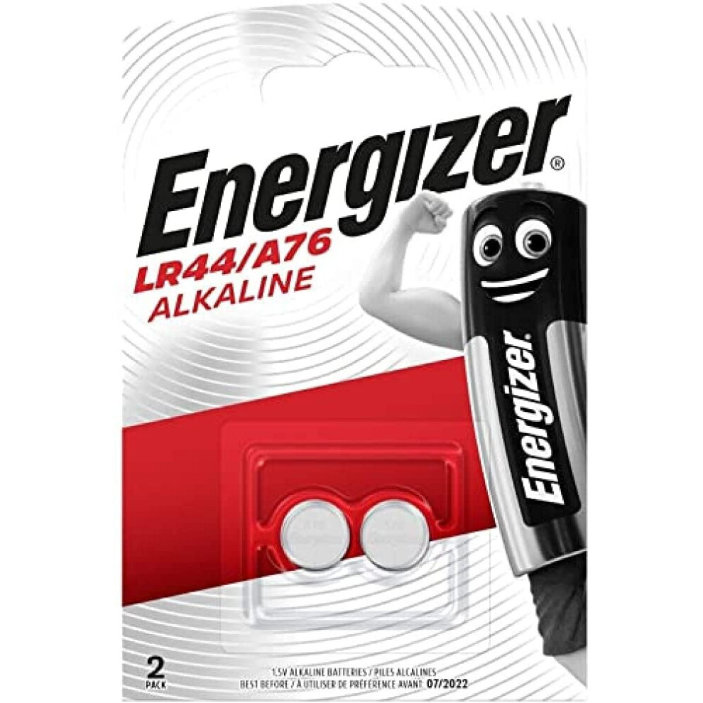 Energizer LR44/A76 Alkaline Batteries, 1.5V, Pack of 2
