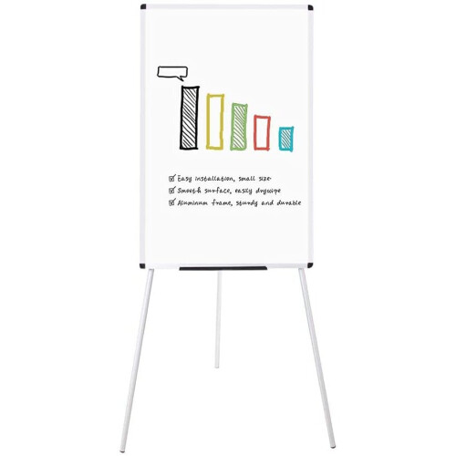 VIZ-PRO Light Melamine Tripod Whiteboard/Flipchart Easel, 90 x 60 cm