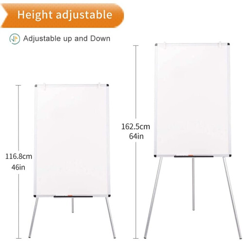 VIZ-PRO Light Melamine Tripod Whiteboard/Flipchart Easel, 90 x 60 cm 1