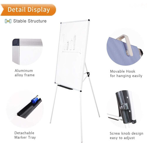 VIZ-PRO Light Melamine Tripod Whiteboard/Flipchart Easel, 90 x 60 cm 2