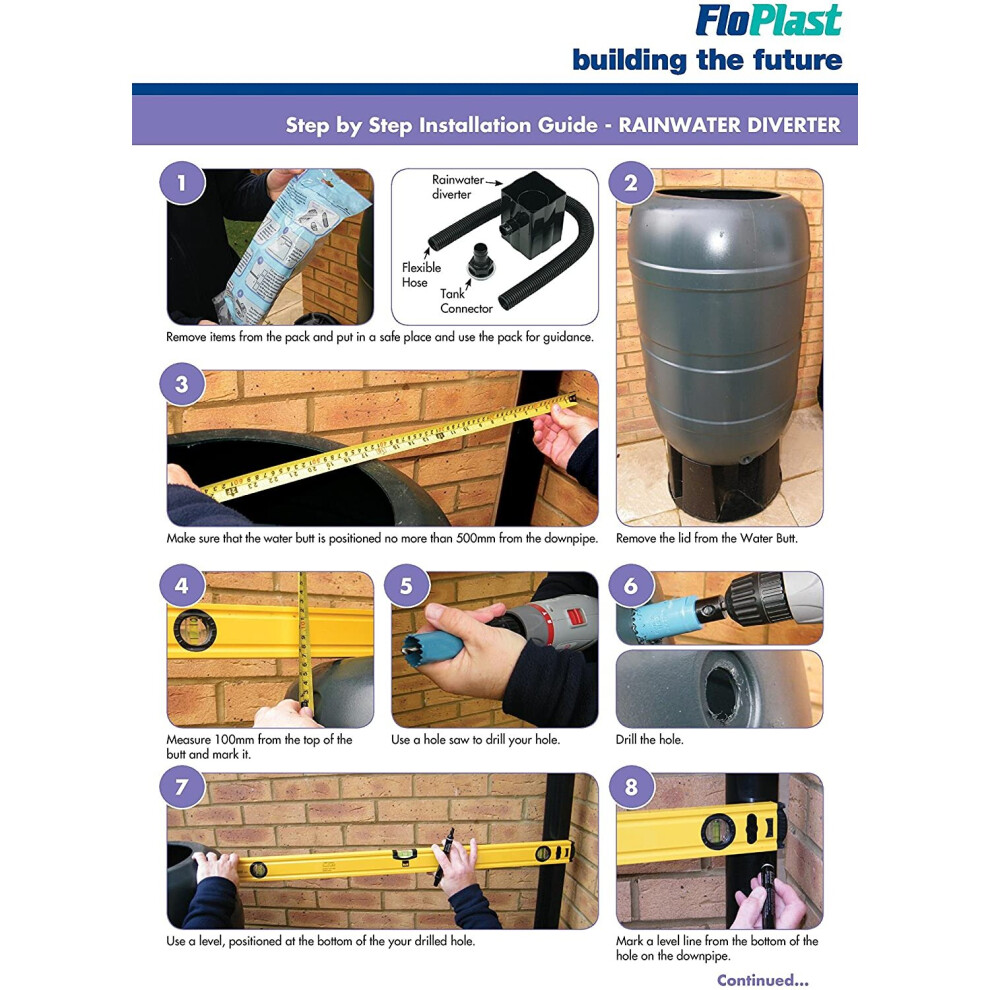 FloPlast RVS1W RVS1W-White Rainwater Diverter (Conects to 65MM Square and 68MM Round Downpipe), White