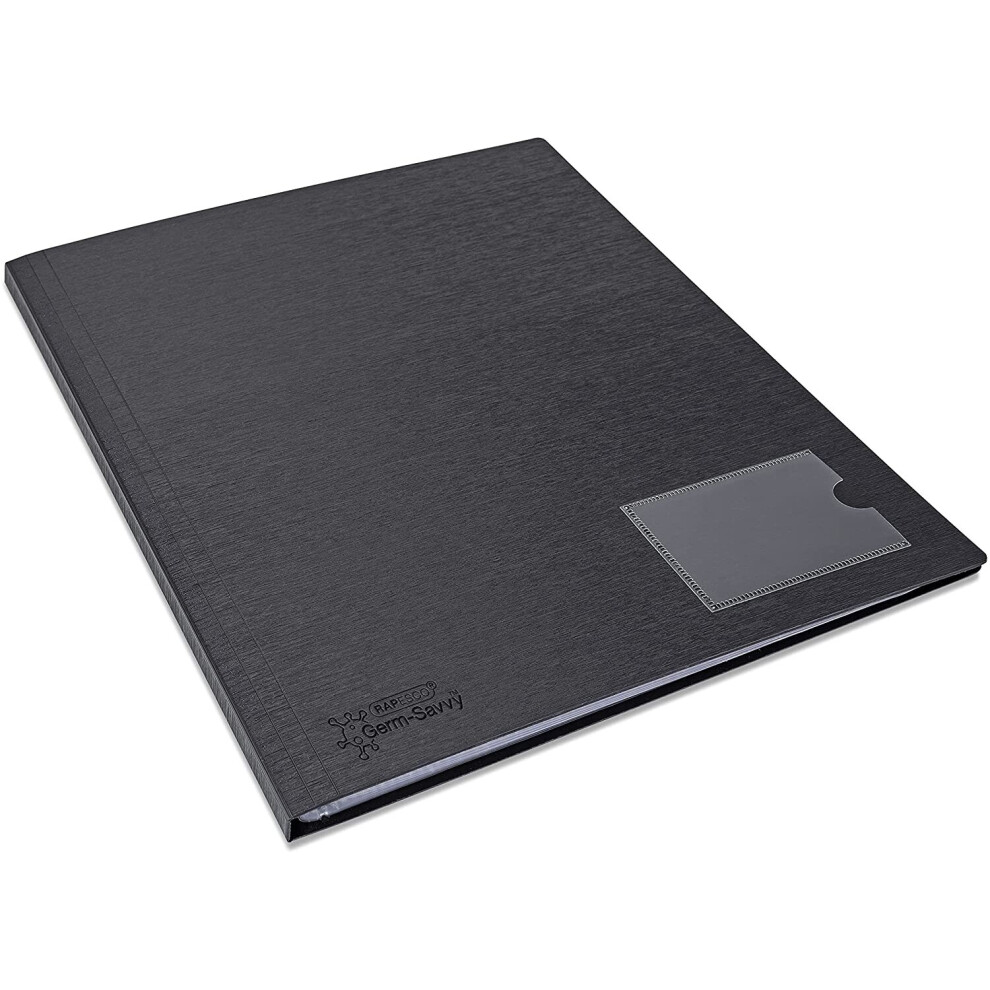 Rapesco 1648 Germ-Savvy Antibacterial A4 Hardcover (Polypropylene) Display Book, 12 Pockets, Black