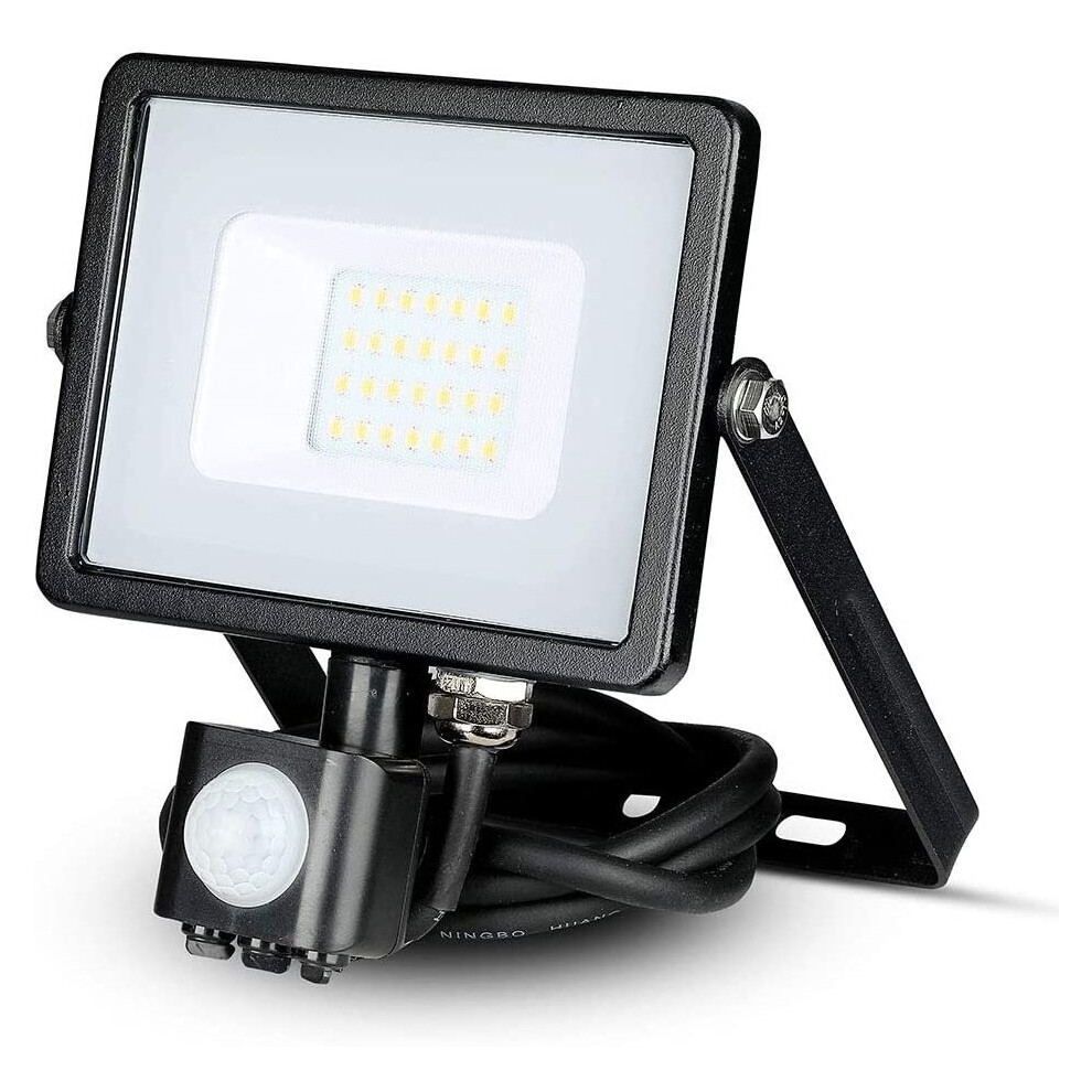 Vt-20-S 20W Smd Pir Sensor Floodlight With Samsung Chip Colorcode:4000k Body Glass Black/Grey 3800157631082