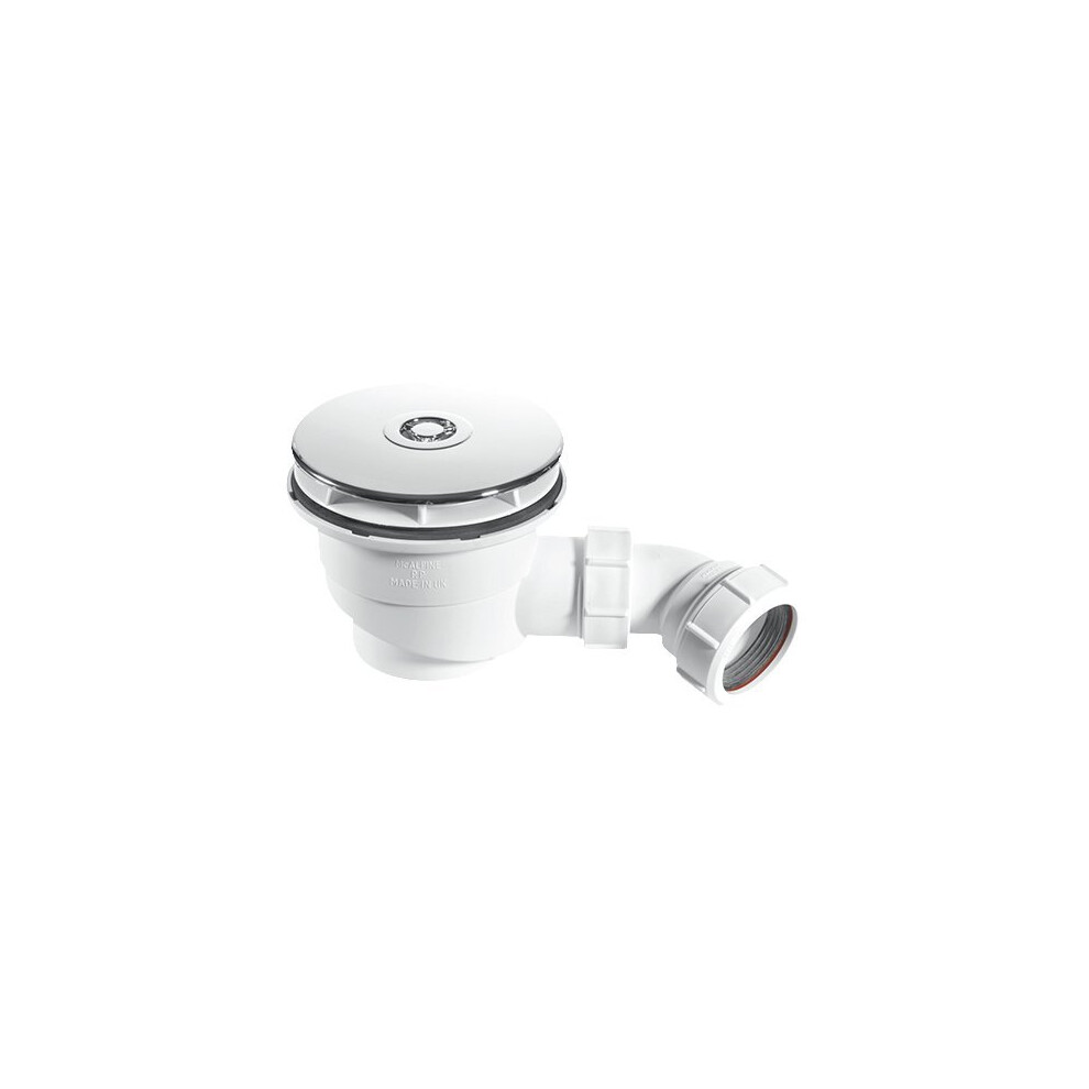 McAlpine ST90CB10 90mm Shower Trap Plated Brass, Chrome and White