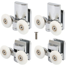 Set of 4 Shower Door Rollers Runners 23mm Diameter Bathroom Twin Wheels Pulleys Top Bottom Replacement Parts