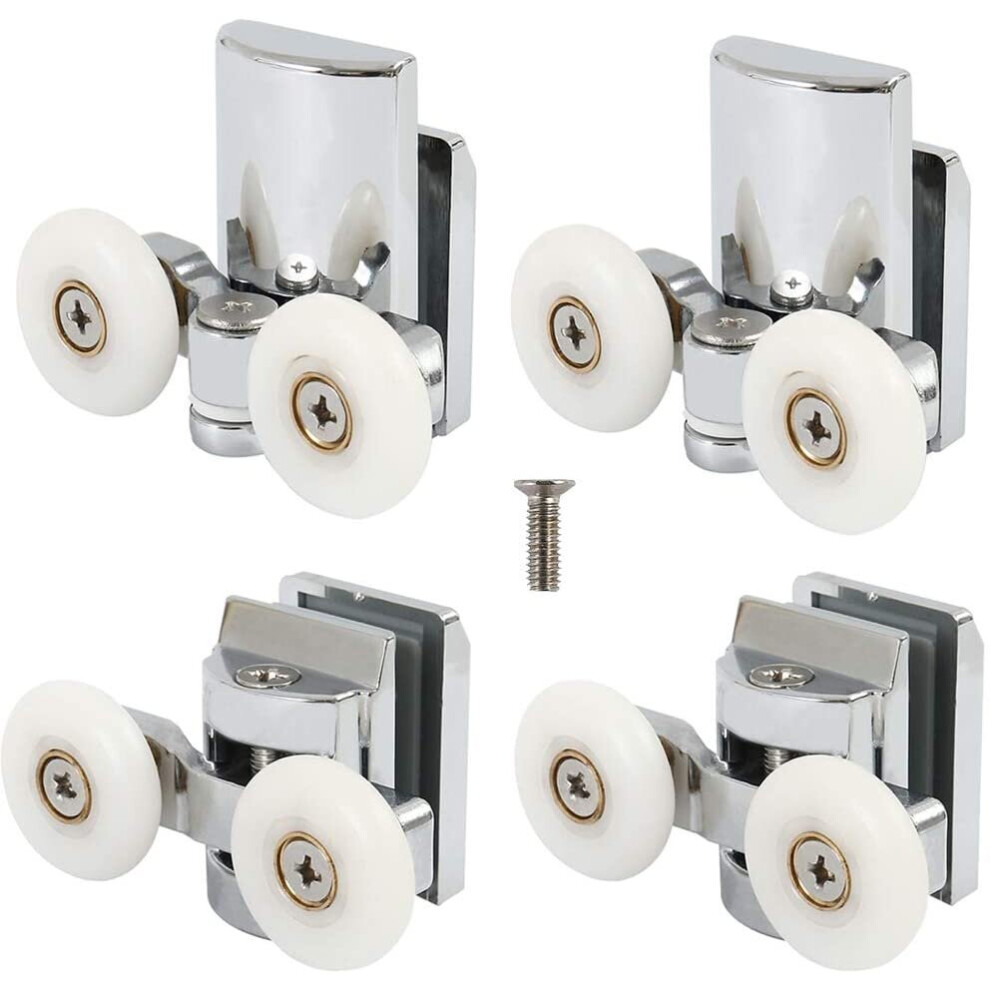 Set of 4 Shower Door Rollers Runners 23mm Diameter Bathroom Twin Wheels Pulleys Top Bottom Replacement Parts