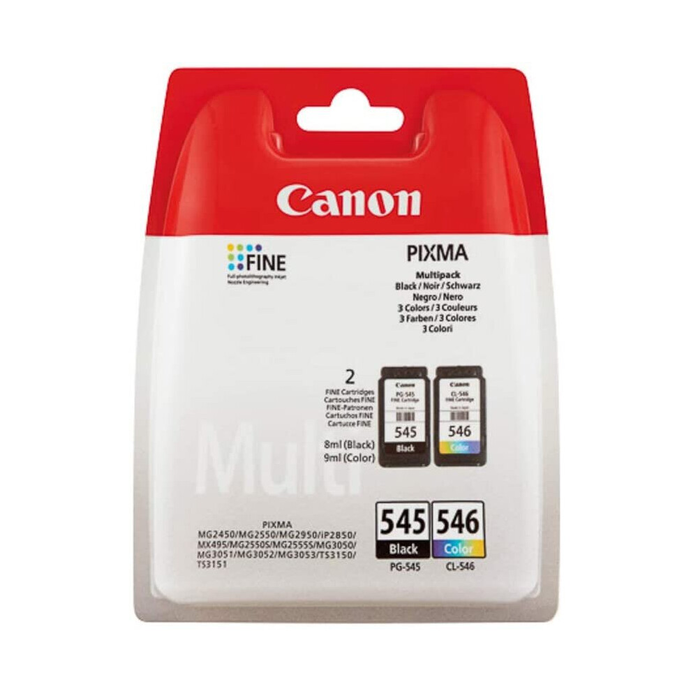 Canon 2 x 8287 B 005, 8287B005/PG-545 CL 546, PG545/CL-546 Original Ink, Black, Cyan, Magenta, Yellow