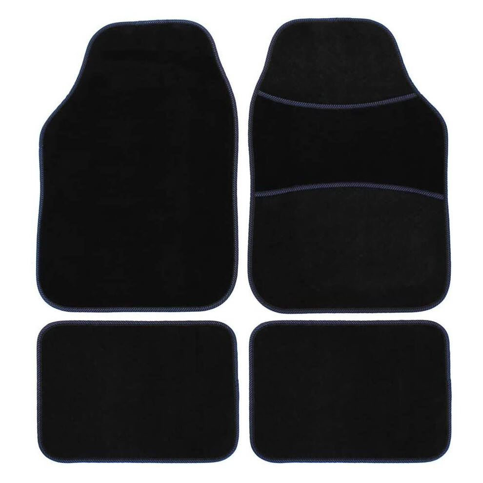 Jvl 01-927Bl Universal Pvc Backed Carpet Car Mat Extreme Set, 4 Pieces Black/Blue 5017440430873