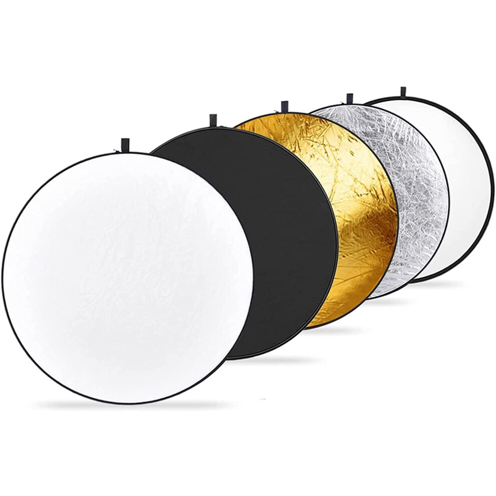 Neewer 32-Inch 80CM Portable 5 in 1 Translucent, Silver, Gold, White, and Black Collapsible Round Multi Disc Light Reflector