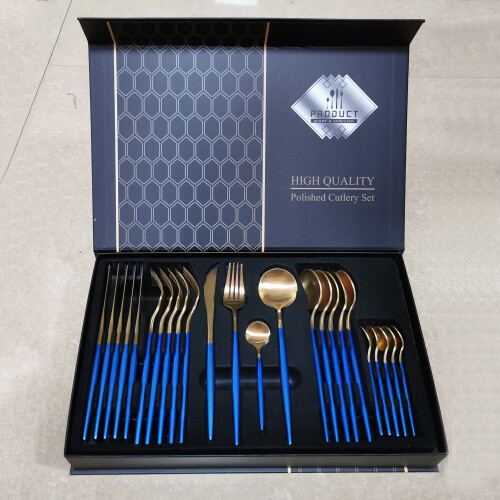 INOX Flatware Set of 23 online Pieces Stainless Steel Matte Blue Composite Handle