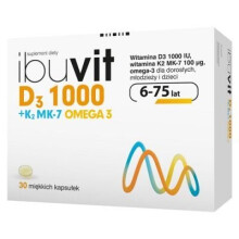 IBUVIT D3 1000 + K2 MK-7 Omega 3 children over 6 yrs & adults 30caps