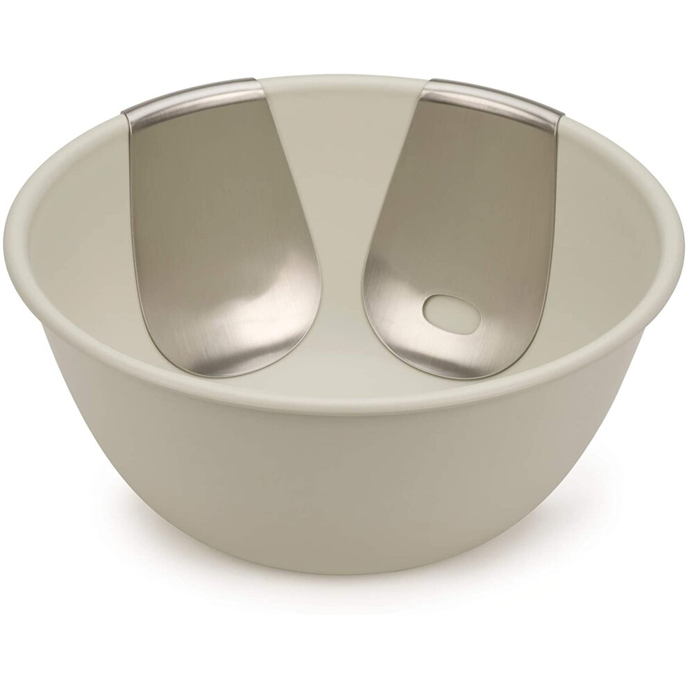 Joseph Joseph 20155 Uno Salad Bowl with Space-Saving Stainless Steel Servers- Stone