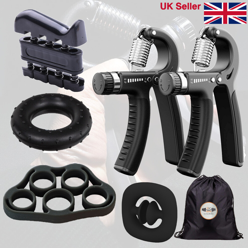 (6 Pcs Set) Hand Grip Strengthener Set Wrist Finger Forearm Exercise Resistance Gripper Kit