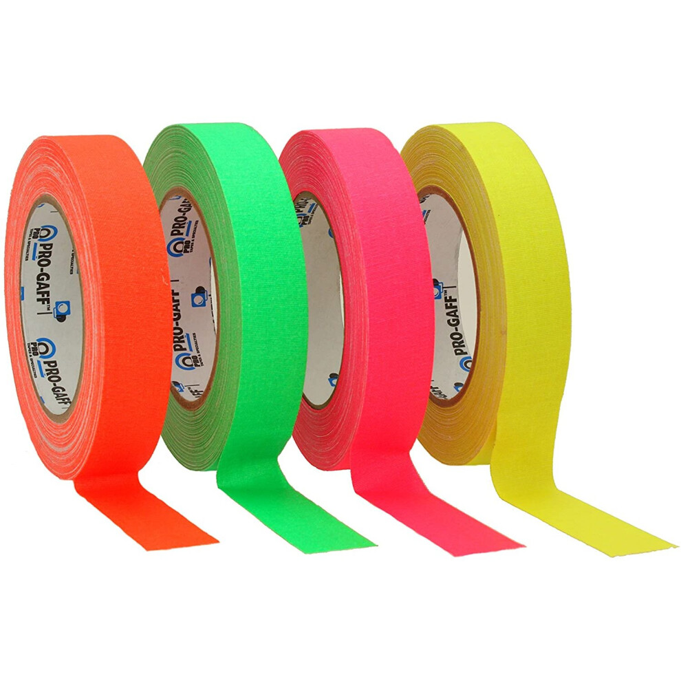 Protapes/Permacel 24Mmx25 Yard Fluorescent Gaffer Cloth Tape - Green/Orange/Pink/Yellow 610696029171
