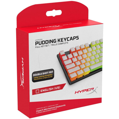 HyperX HyperX Pudding Keycaps - Full Key Set - PBT - White - English (US) Layout - 104 Key, Backlit, OEM Profile