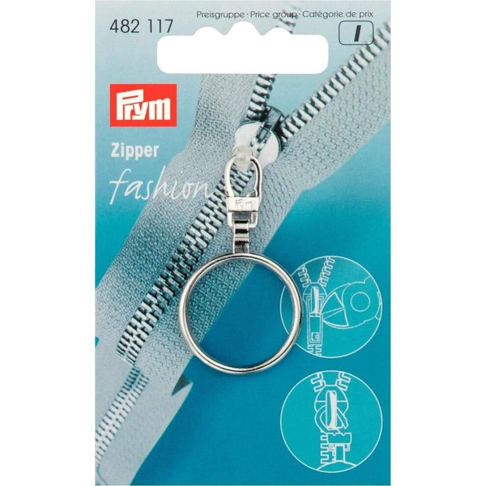 Prym Fashion Zipper Pullers Ring Metal Col Silver