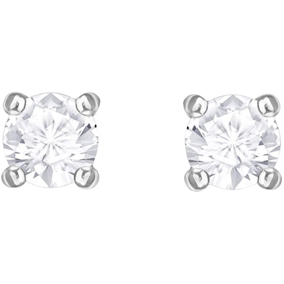 Swarovski Attract Round Stud Earrings with Clear Swarovski Crystals on a Rhodium Plated Setting, .04 cm, a Part of the Attract Collection